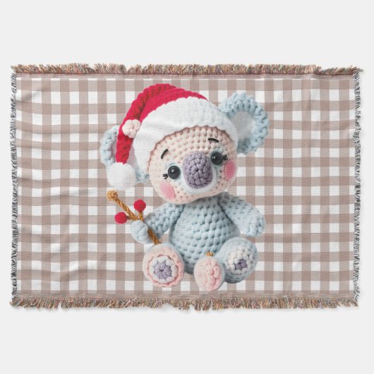 Faux Yarn Notch-Hook Koala Christmas Design Decke (Vorderseite)