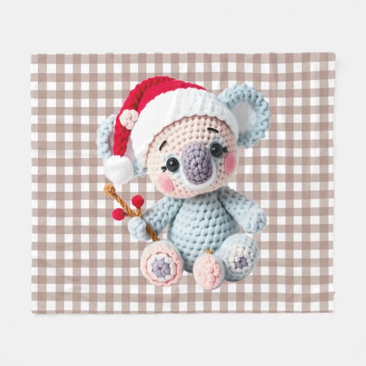 Faux Yarn Notch-Hook Koala Christmas Design Fleecedecke (Vorderseite (Horizontal))