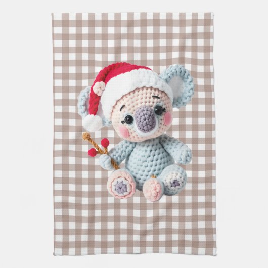 Faux Yarn Notch-Hook Koala Christmas Design Geschirrtuch (Vertikal)