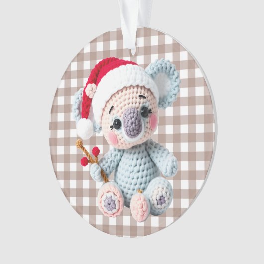 Faux Yarn Notch-Hook Koala Christmas Design Ornament (Vorderseite)