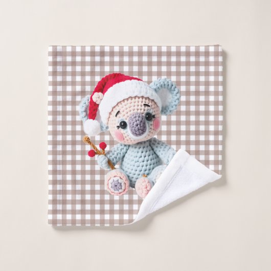 Faux Yarn Notch-Hook Koala Christmas Design Waschlappen (Waschlappen)