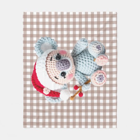 Faux-Yarn-Notch-Hook-Koala-Weihnachtsdesign Fleecedecke (Vorderseite)