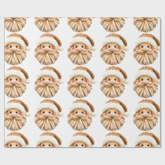 Faux Yarn Notch-Hook Santa Face Christmas Wrapping Geschenkpapier