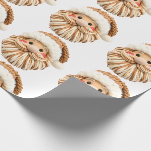 Faux Yarn Notch-Hook Santa Face Christmas Wrapping Geschenkpapier (Ecke)