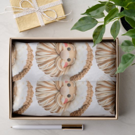 Faux Yarn Notch-Hook Santa Face Christmas Wrapping Seidenpapier (Geschenk)