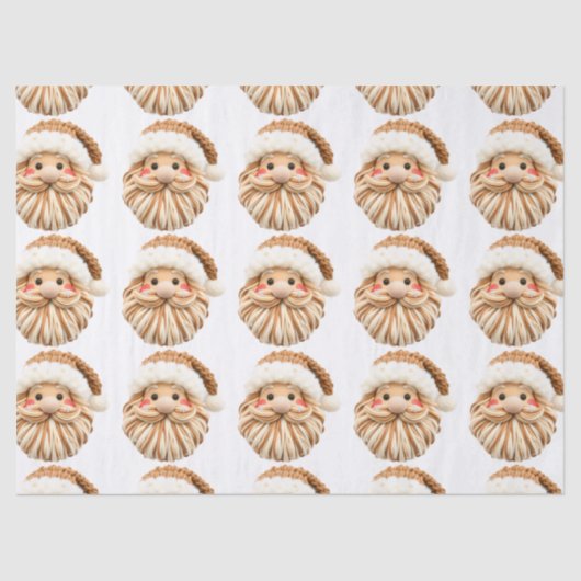 Faux Yarn Notch-Hook Santa Face Christmas Wrapping Seidenpapier (Vorderseite)