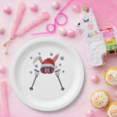 Faux-Yarn-Ski-Hase mit Santa-Hut Winter Humor Pappteller (Party)