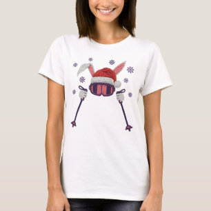 Faux-Yarn-Ski-Hase mit Santa-Hut Winter Humor T-Shirt