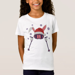 Faux-Yarn-Ski-Hase mit Santa-Hut Winter Humor T-Shirt