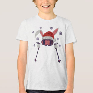 Faux-Yarn-Ski-Hase mit Santa-Hut Winter Humor Tri-Blend Shirt