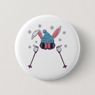Faux-Yarn-Ski-Hase Winter-Humor Button