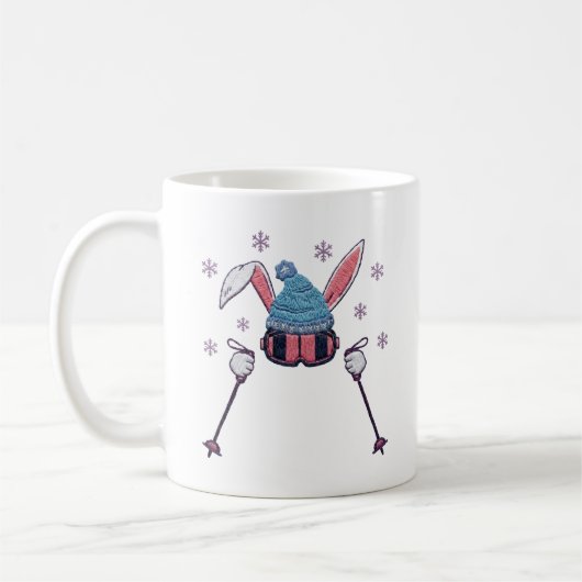 Faux-Yarn-Ski-Hase Winter Humor Kaffeetasse (Links)