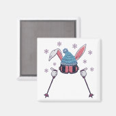 Faux-Yarn-Ski-Hase Winterhumor Magnet (Vorderseite/Rückseite)