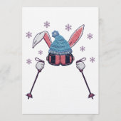 Faux yarn skiing rabbit winter humor einladung (Vorderseite)