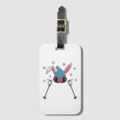 Faux yarn skiing rabbit winter humor gepäckanhänger (Vorderseite Vertikal)