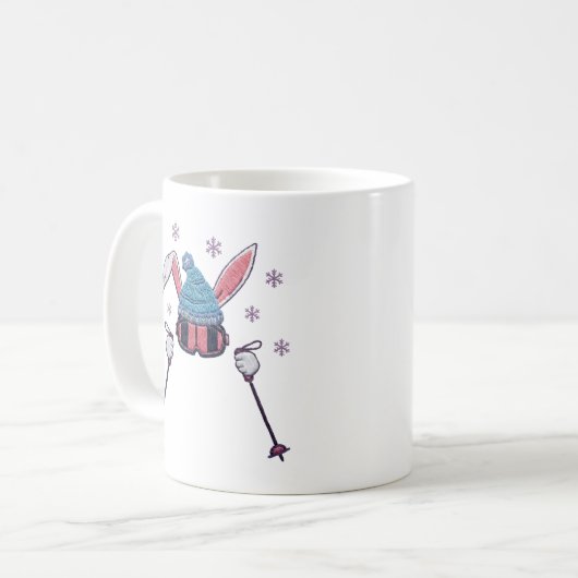 Faux yarn skiing rabbit winter humor kaffeetasse (Vorderseite Links)