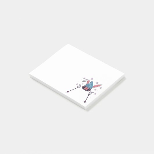 Faux yarn skiing rabbit winter humor post-it klebezettel (angewinkelt)