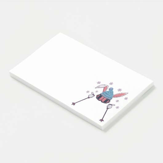 Faux yarn skiing rabbit winter humor post-it klebezettel (angewinkelt)