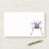 Faux yarn skiing rabbit winter humor post-it klebezettel (Auf Schreibtisch)