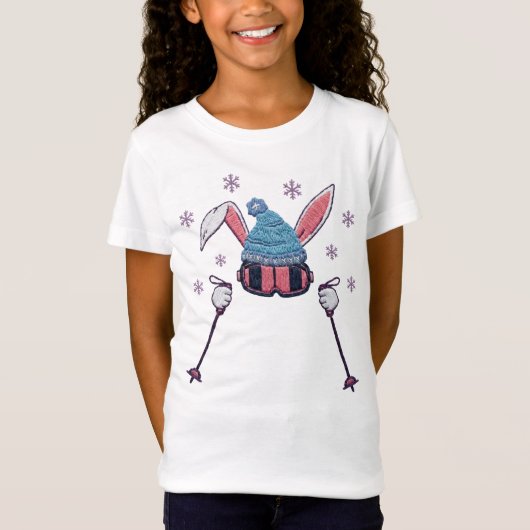 Faux yarn skiing rabbit winter humor T-Shirt (Vorderseite)
