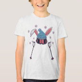 Faux yarn skiing rabbit winter humor Tri-Blend shirt (Vorderseite)