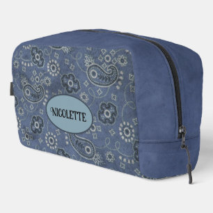Fauxblauer Wildleder- und Western-Blumenmuster   Waschbeutel