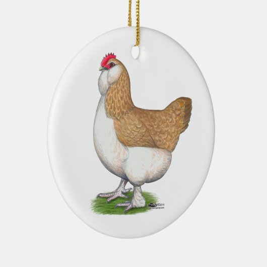 Faverolle Henne Keramik Ornament (Rechts)