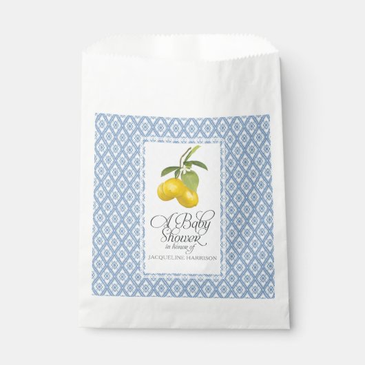 Favor Baby Shower Boy Boho Farmhouse Lemon Blue Geschenktütchen (Vorderseite)