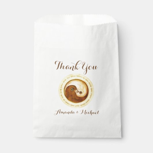 FAVOR BAGS gold YinYang Dove Harmomy Geschenktütchen (Vorderseite)