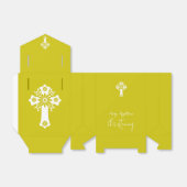 Favor Box Floral Cross Christening Yellow Geschenkschachtel (Ungefaltet)
