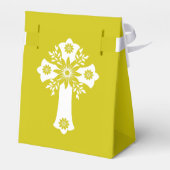 Favor Box Floral Cross Christening Yellow Geschenkschachtel (Rückseite)