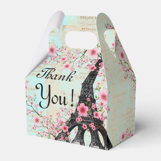 Favor Box Paris Eiffel Tower Aqua Blue Geschenkschachtel (Rückseite)