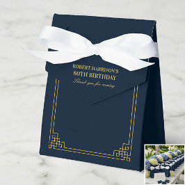Favor Boxes Chic Navy Gold Art Deco 80th Birthday Geschenkschachtel