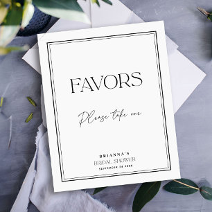 Favor Elegant Schwarz-Weiße Hochzeitsdusche Poster
