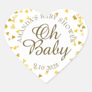 Favor für Baby-Party Golden Hearts Oh Baby Herz-Aufkleber