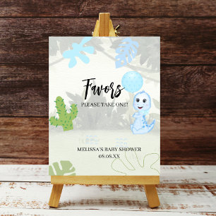 Favor Party Sign Niedlich Blue Dinosaurier Balloon Poster