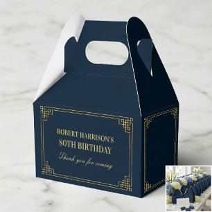Favor Schachteln Navy Gold Art Deco 80. Geburtstag Geschenkschachtel
