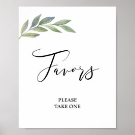 Favor Sign Olive Leaf Grüne Hochzeit Poster