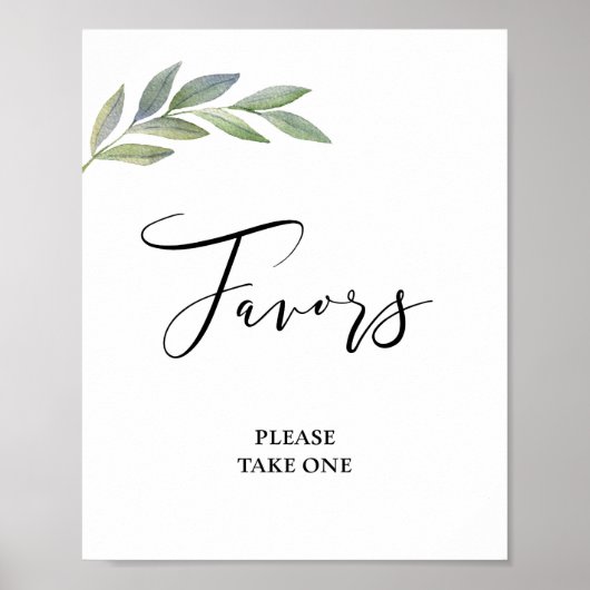 Favor Sign Olive Leaf Grüne Hochzeit Poster (Vorne)