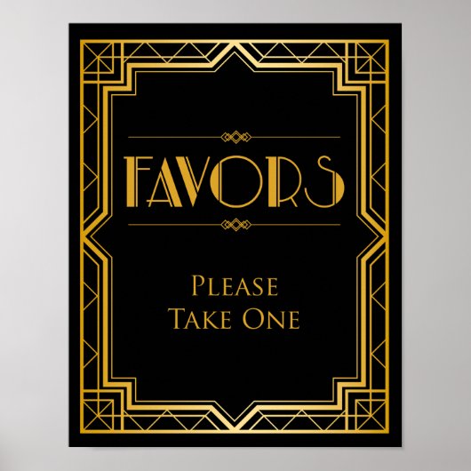 Favor Table Wedding Sign | Gatsby Art Deco Poster (Vorne)