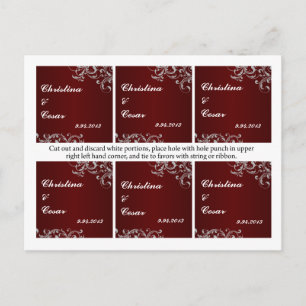 Favor Tags Dark Maroon Gray Wirbel Red White Blood Postkarte