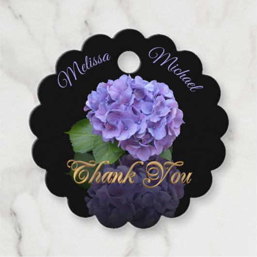 Favor Tags elegante Hydrangeas Geschenkanhänger (Vorderseite)