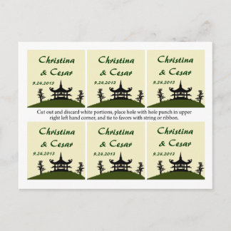 Favor Tags Japanisch Green Hill Top Temple Tree Ga Postkarte