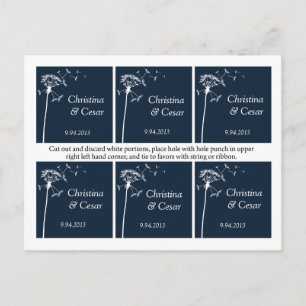 Favor Tags Navy Blue Dandelion Blume Unkraut Unkra Postkarte