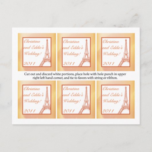 Favor Tags Paris Peach Postkarte (Vorderseite)