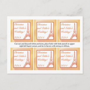 Favor Tags Paris Pfirsich Postkarte