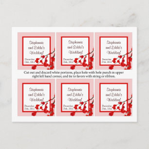 Favor Tags Red Cherry Blossom Postkarte