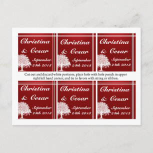 Favor Tags White Tree Red Black Stripes Natur Postkarte