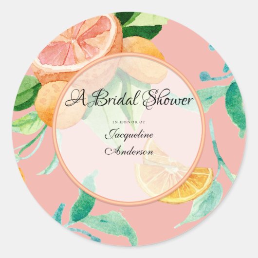 Favor Umschlag Aufkleber Citrus Wedding Brautparty (Vorderseite)