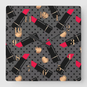 Favorit Lippenstift Quadratische Wanduhr